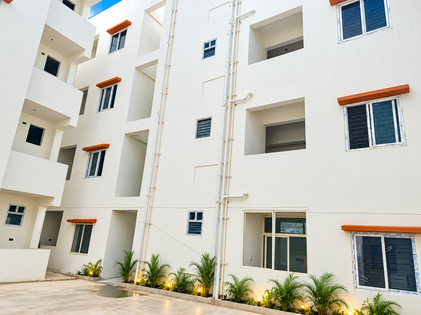 Completed apartment block and entry gate at Infenity Sriven Daksha Elite - Bommasandra