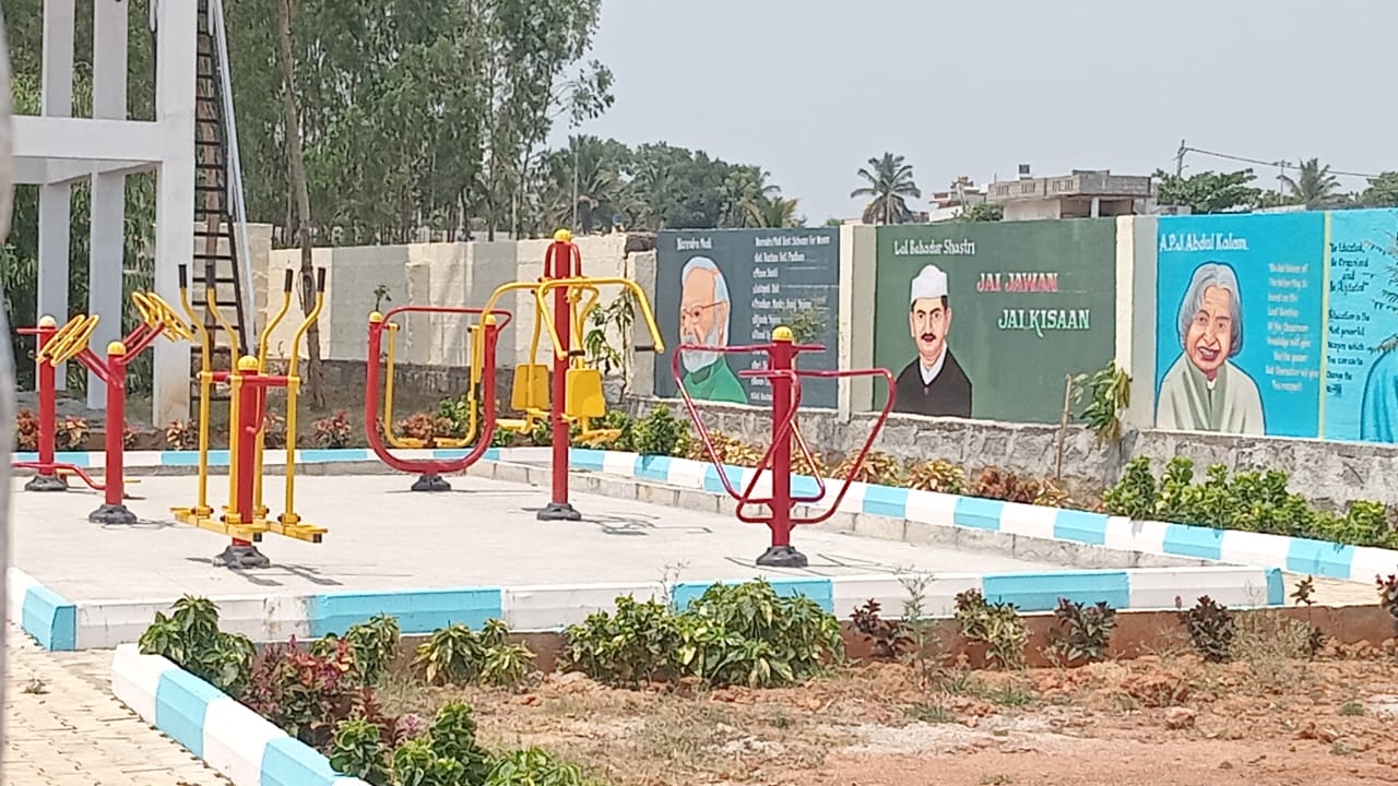 Exercise equipments installed for health of citizens at Infenity Brindhavan