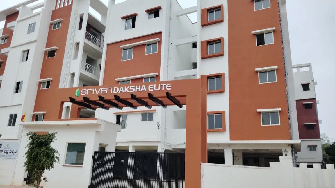 Completed apartment block and entry gate at Infenity Sriven Daksha Elite - Bommasandra