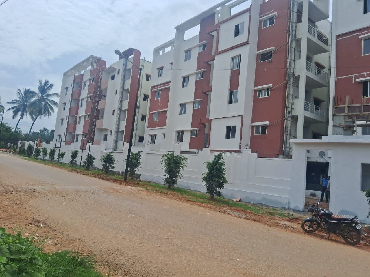 Road side view of apartment blocks at Infenity Sriven Daksha Elite at Bommasandra