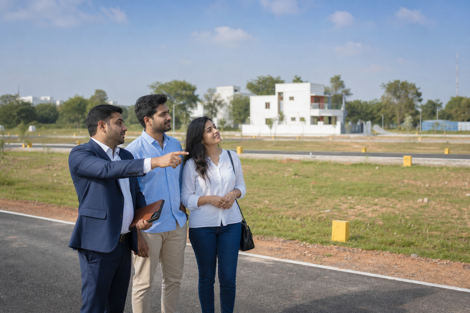 Infenity advisor assisting customers during a plotted development site visit